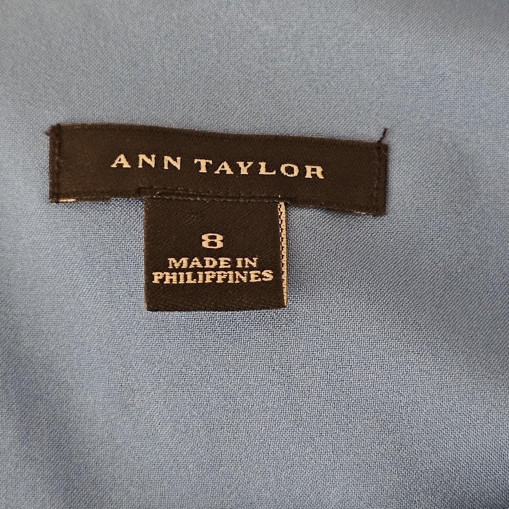 Ann‎ Taylor Dress Womens 8 Blue Sleeveless Jacquard Sheath Elegant Textured - Picture 3 of 11